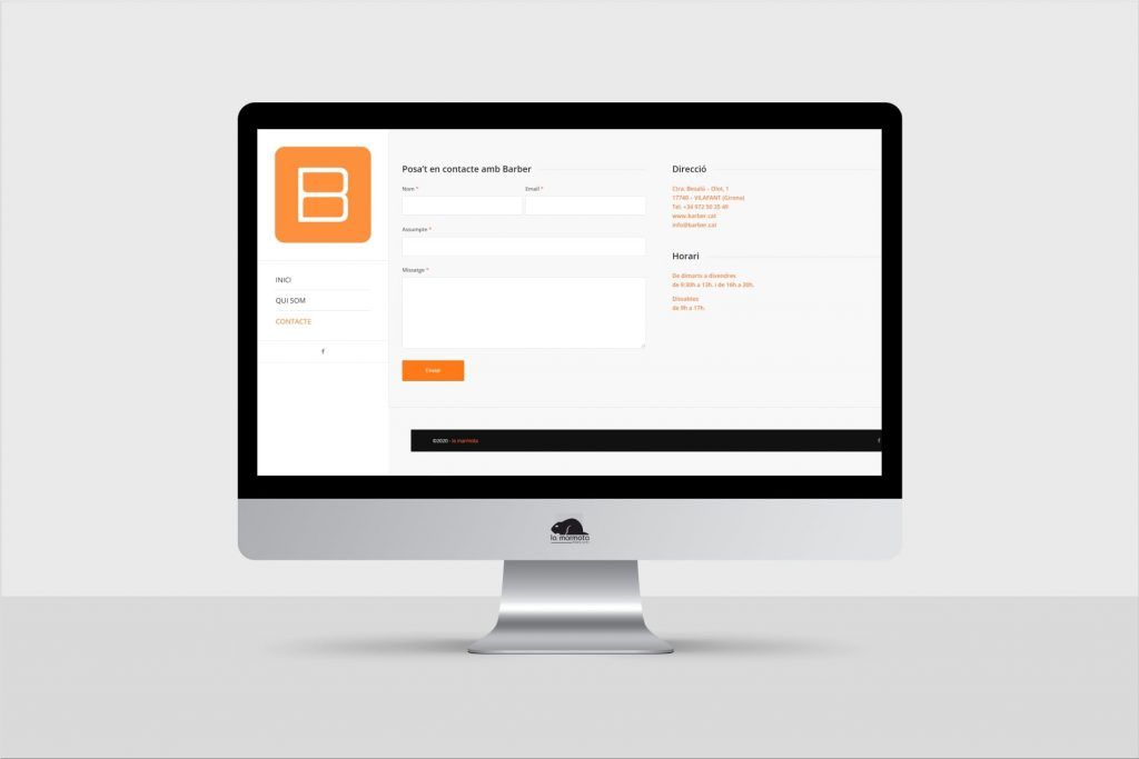 Formulario de contacto de la web de Perruqueria Barber