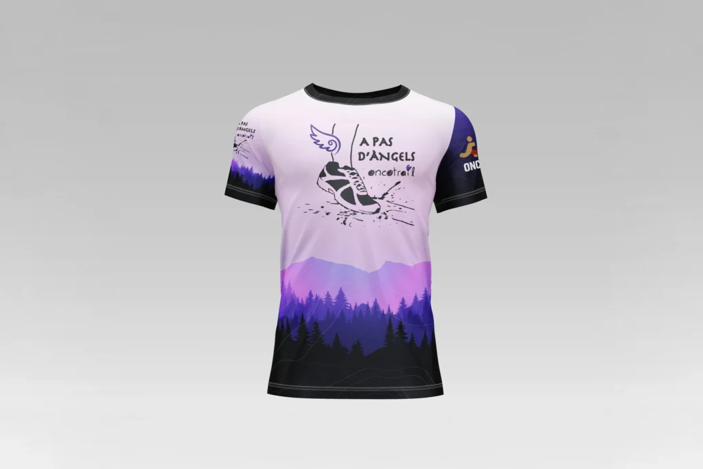 Vista frontal de la camiseta A Pas d’Àngels para el Oncotrail