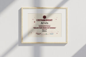 Diploma para Arrels, ganador de la mejor tapa Temps de Taverna