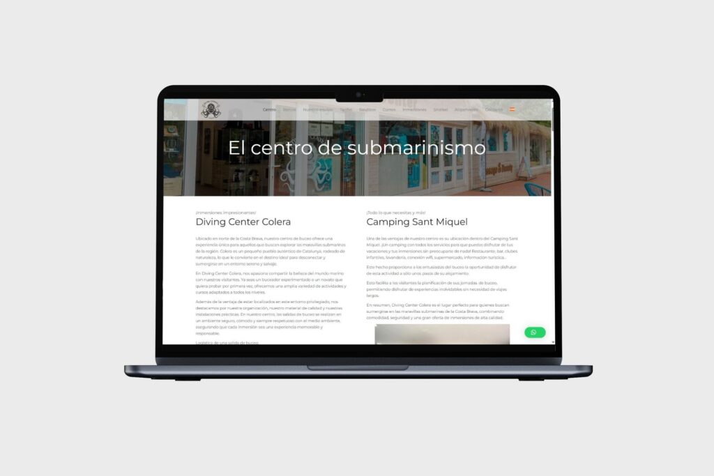 Web de Diving Center Colera: «El centro de submarinismo» en MacBook