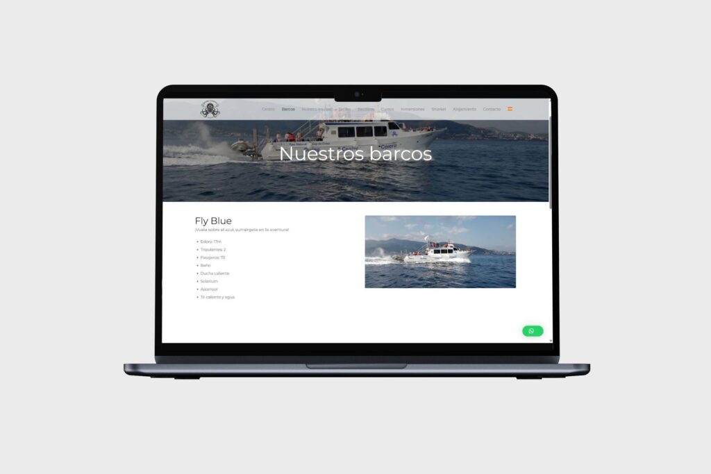 Web de Diving Center Colera: «Nuestros barcos» en MacBook