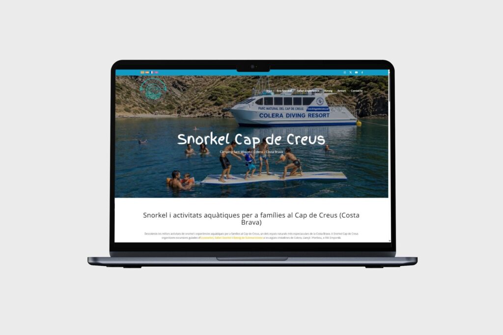 Web de Snorkel Cap de Creus: portada en MacBook